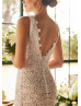 Ivory Lace Allover V Back Boho Chic Wedding Dress